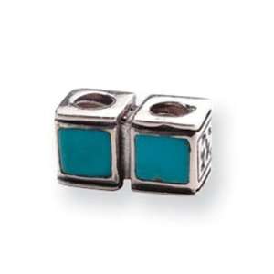    925 Sterling Silver Square Turquoise CZ Connector Bead Jewelry