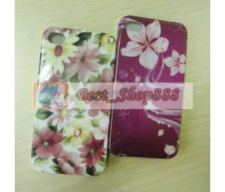 10pcs/lot Hard Back Case For iPhone 4 4G Shinny Flower Heart Design 