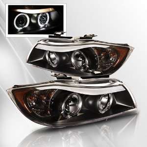   08 4DR Halo Amber Projector Headlights ~ pair set (Black): Automotive