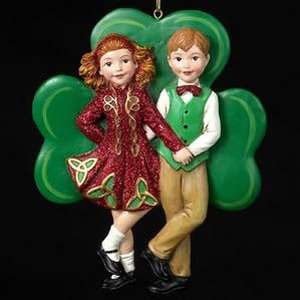  5 Dancing Irish Couple Shamrock Christmas Ornament 