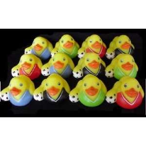  One Dozen (12) Rubber Ducky Soccer Party Favors Sports 
