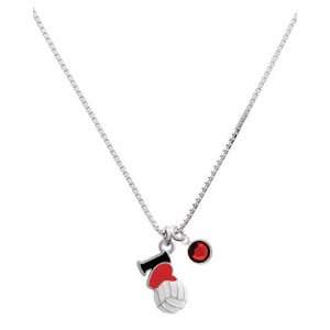  I Love Volleyball   Red Heart Charm Necklace with Siam 