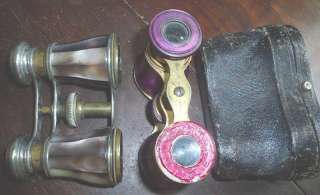 pair antique MOP shell handle opera glasses binoculars  