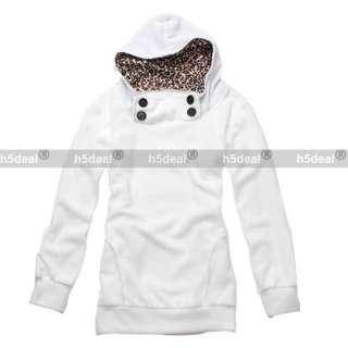   Hoodies Leopard Sweatshirt Top Outerwear Parka Coats 2color O  