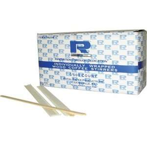  7.5 Wood Coffee Stirrer Individually Wrapped 5,000/CS 