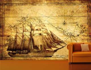   Ancient Explorer MapVintage Style Photo Wallpaper,Designer Mural BW3