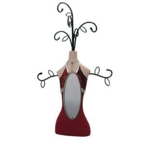  Evening Gown Jewelry Holder w/ Mirror Red 8x14