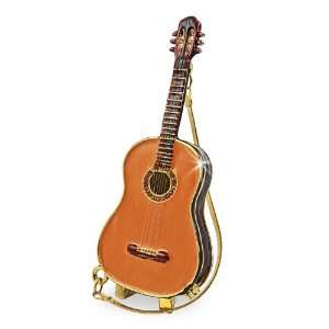   Acoustic Guitar with Stand Handmade Jeweled Enameled Metal Trinket Box