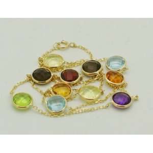   Multi Colored Fancy Cut Gemstone Necklace 16 New 