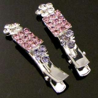   SHIPPING 2pc Rhinestone crystal butterfly hair clamp clip pin  
