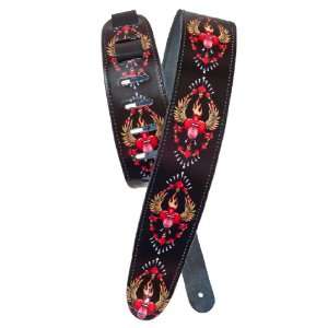 Planet Waves Lethal Threat Leather Guitar Strap, Rad Heart