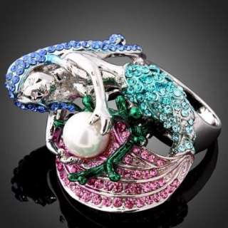 ARINNA Swarovski Crystal mermaid white pearl Ring  