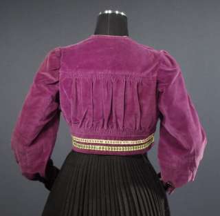   Polish Folk Costume purple velevet jacket ethnic blouse bolero POLAND