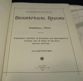 BIOGRAPHICAL RECORD CARROLL COUNTY~OHIO HISTORY~1891  