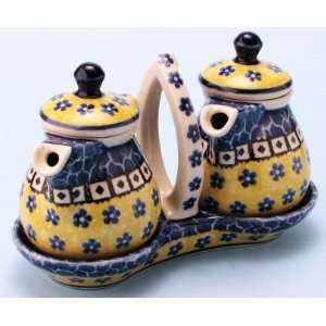  Polish Pottery Oil & Vinegar Set: Kitchen & Dining