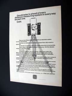 AGA Geodimeter Distance Measuring System 1969 print Ad  