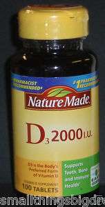 Nature Made D3 2000 IU Vitamin D Supplement 100 tablets  