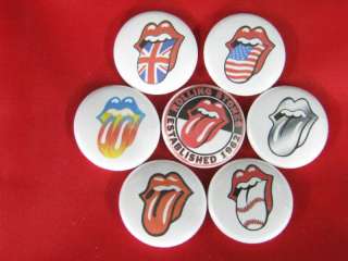 ROLLING STONES 7 PINS BUTTONS BADGE EXILE SOME GIRLS 77  