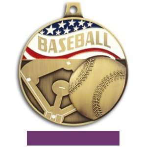   Baseball Medals GOLD MEDAL/PURPLE RIBBON 2.25 Arts, Crafts & Sewing