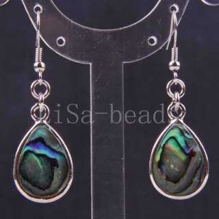 Pretty New Zealand Abalone Shell Dangle Earrings LU083  