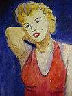 Aceo Watercolor Painting Marilyn Monroe, Watercolor Painting Marilyn 