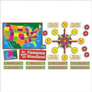    03991 8 U.S. Map and Compass Directions Bulletin Board Toys & Games