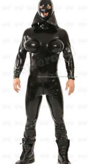 Latex rubber .8mm Inflatable chest Catsuit double mask hood zentai 