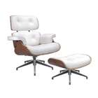 Controlbrand GEF 999ABWHITE Leather Lounge Chair and Ottoman   White