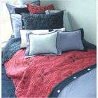 Bacati Medallions Denim / Deep Enzyme Wash Twin Quilt in Red