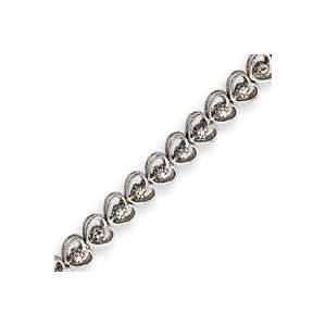  Sterling Silver Diamond Heart Bracelet   7 Inch: West 