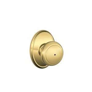 Schlage F40 605 Bright Brass Privacy Andover Style Knob with Wakefield 