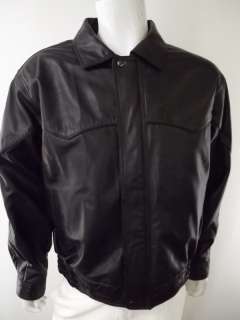 Mens leather jacket black Saguaro West XL full zip western  