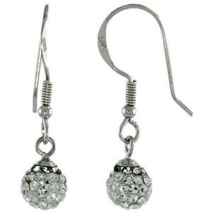   Disco Crystal Ball Fish Hook Earrings, 1 1/16 in. (27mm) tall Jewelry