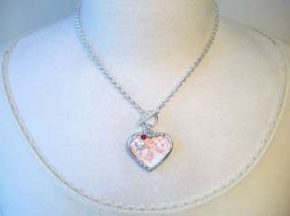   HEART NECKLACE BROKEN CHINA VINTAGE CHARM JEWELRY BY CHARMEDWARE