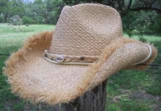 Cov ver Beach Raffia Shapeable Western Straw Cowboy Hat  