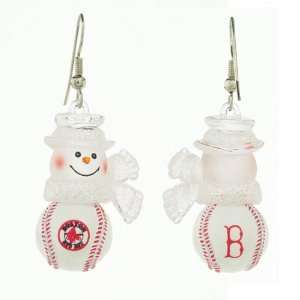  Pack of 2 MLB Boston Red Sox Snowman Baseball Earrings 
