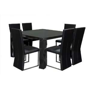  54 Inch Square Glass Top Dining Table 0752CB/127 7PC: Home 