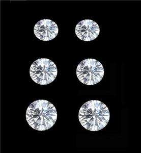 3pair W square diamond cut CZ mens stud earrings silver  