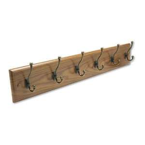 Safco Products   Safco   Wall Rack, Six Double Hooks, Wood, Medium Oak 
