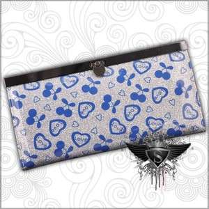   Glint Silver Heart Pattern Beautiful Clutch Wallet Purse Bag  
