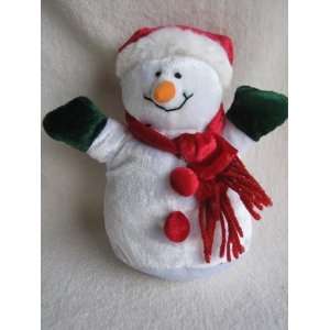  Snowman Plush with Red Cap & Scarf, Green Mittens (7 