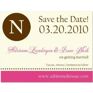  Preppy Monogram Pink And Brown Save The Date On Antique 