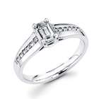   com Semi Mount 3 Stone Emerald Diamond Engagement Ring 14k White Gold