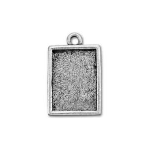  Antique Silver Plated Pewter Mini Rectangle Charm: Arts 