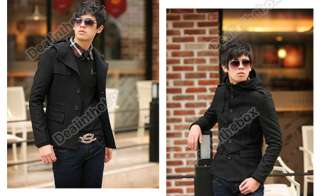   Men Fashion Slim fit Woolen Short Trench Coat Jacket Outerwear 4 Size