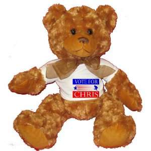  VOTE FOR CHRIS Plush Teddy Bear with WHITE T Shirt Toys 