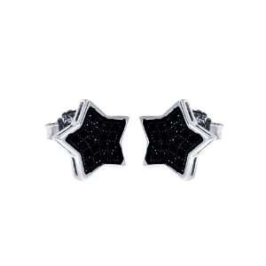   Silver Earrings Black Cz Micro Pave Star Stud Earrings Jewelry