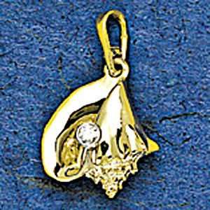   14K Gold 17MM Polished Conch Shell Nautical Pendant
