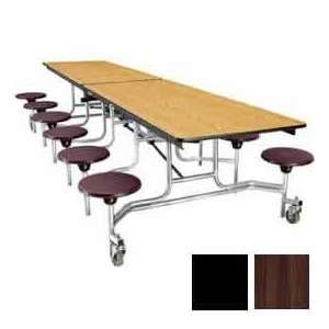  10 Mobile Cafeteria Stool Unit With Plywood Top, Walnut 