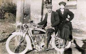 Excelsior Motorcycle Bonnie & Clyde ? Postcard Print  